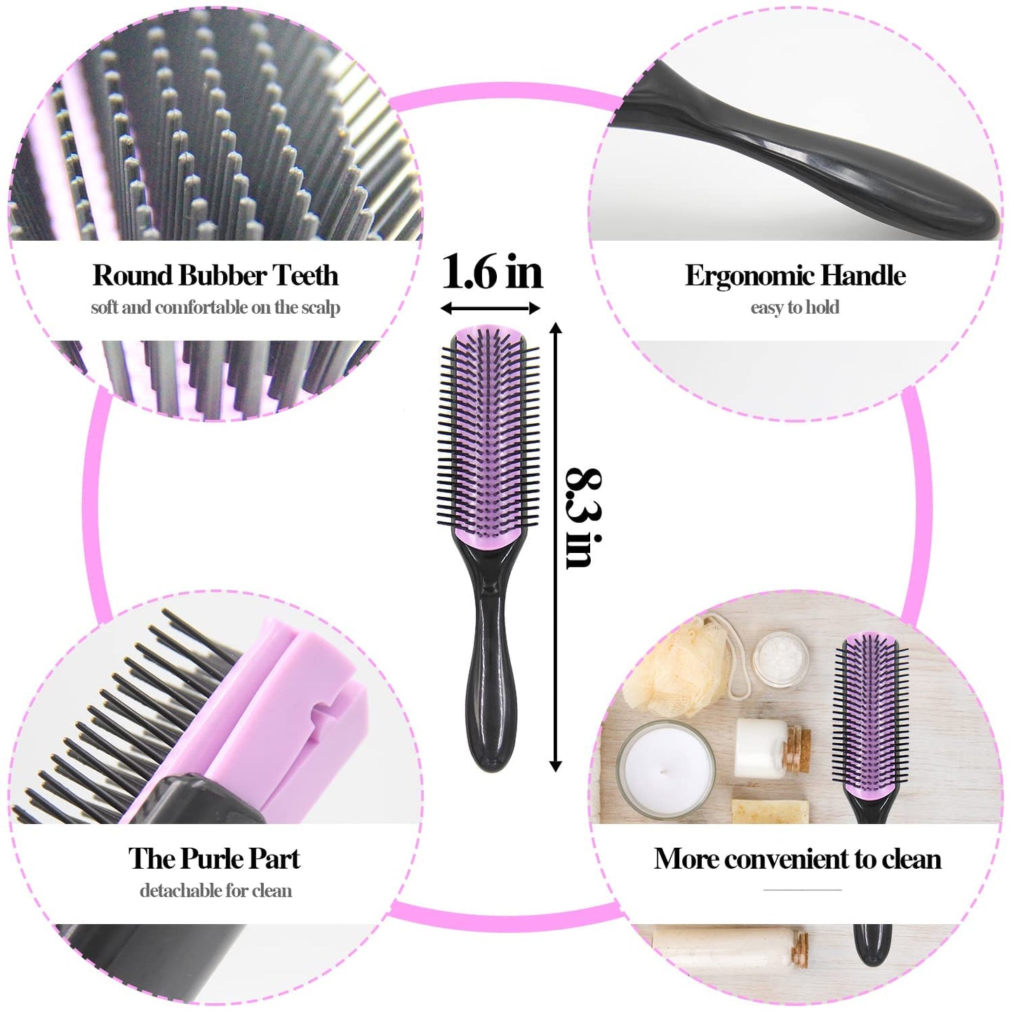 10Pcs Detangling Brush for Black Natural Hair, Curly Hair Set with Sleep Bonnet Afro America/African 3a to 4c Texture, Easier and Faster on Wash Days