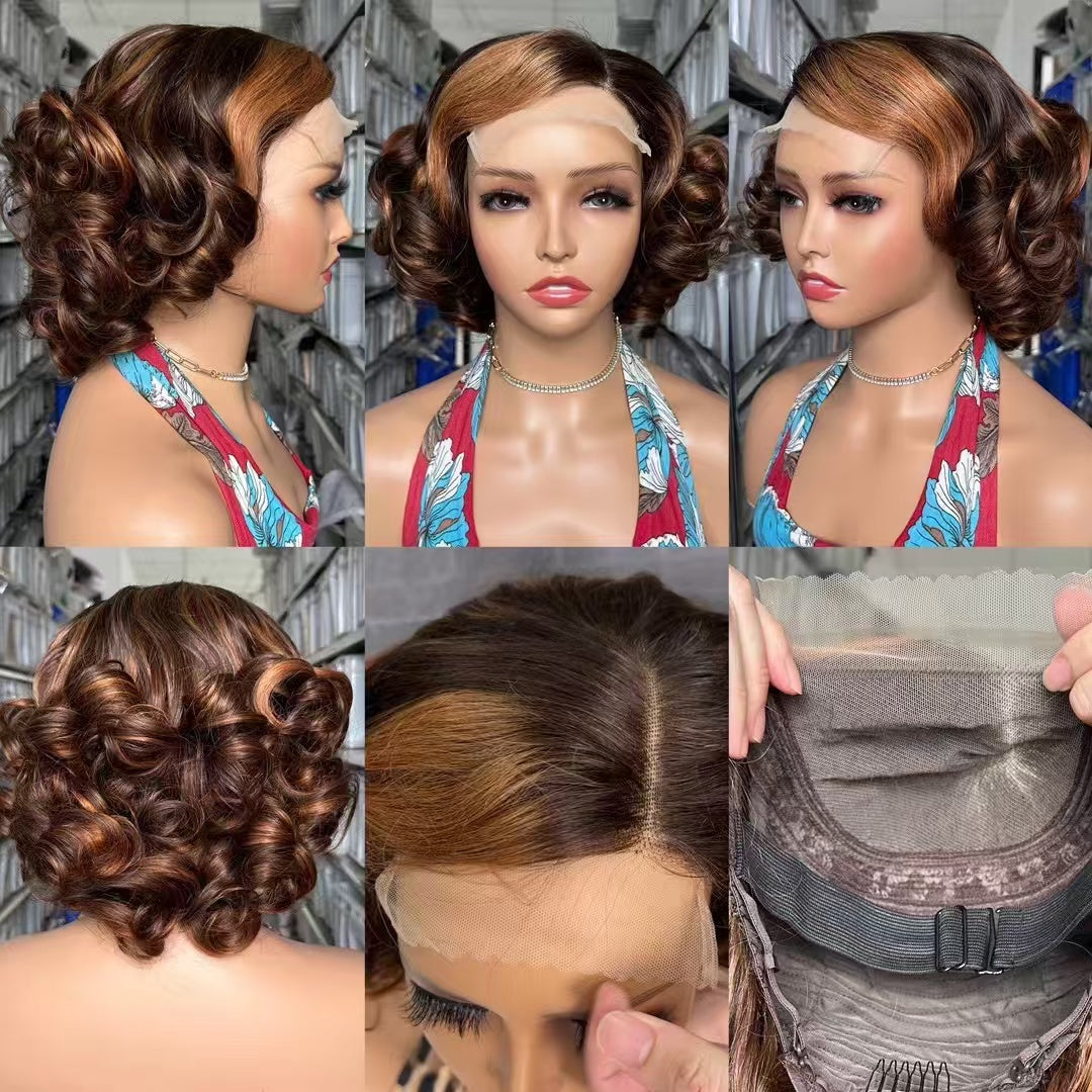 250% Density 5x5 Lace Closure Wig Bouncy Curl 100% Virgin Human Hair