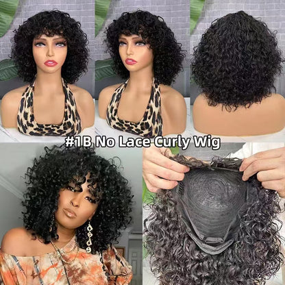 No Lace Curly Wig Glueless Wig in Six Colors 250% Density Ginger,99J,P4/27#