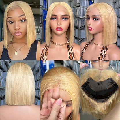 200% Density 13x4 HD Lace Frontal Bob Wig Vietnamese Raw Hair SDD Straight Bleached Knots