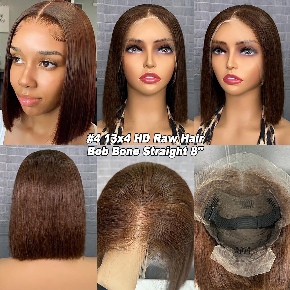 200% Density 13x4 HD Lace Frontal Bob Wig Vietnamese Raw Hair SDD Straight Bleached Knots