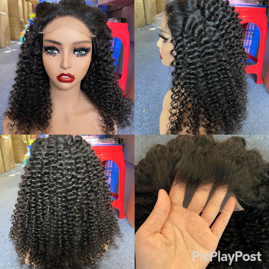 Natural Curly 4x4 HD Lace Closure Wig Natrual Black Can be dyed