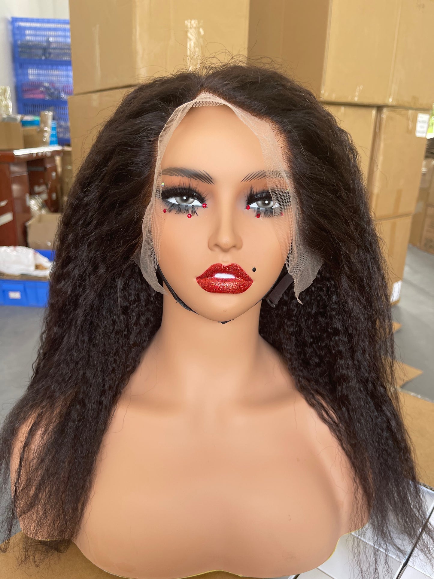 13x4 HD Lace Frontal Wig Kinky Straight 100% Brazilian Hair Lace Wig