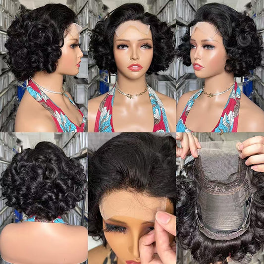 200% Density 4x4 Lace Closure Wig Bouncy Curl 100% Virgin Human Hair