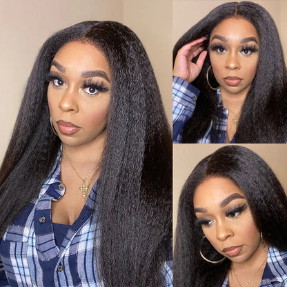5x5 HD Lace Closure Wig Virgin Brazilian Hair Kinky Straight