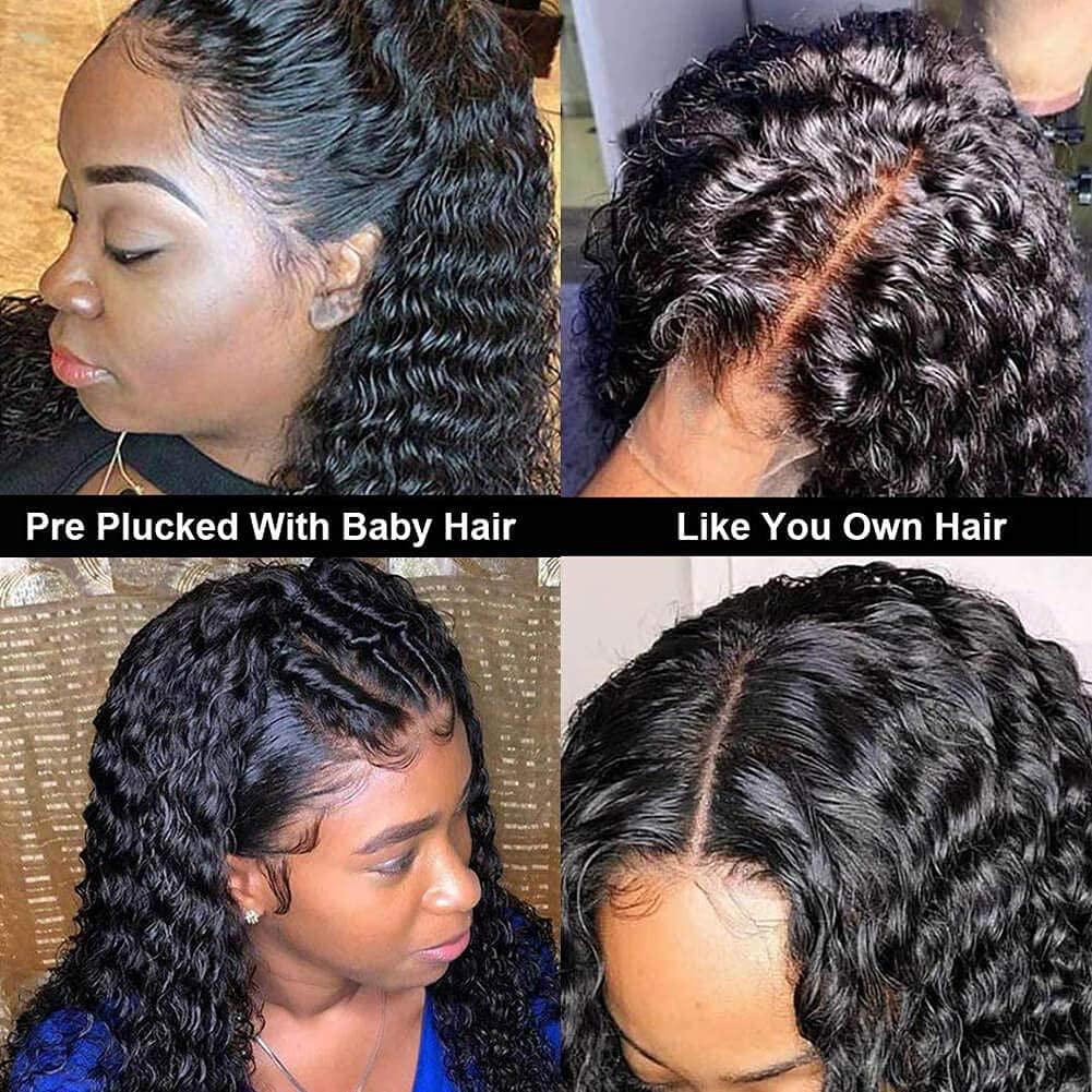 Deep Curly 4x4 HD Lace Closure Wig Can Bleached Knots