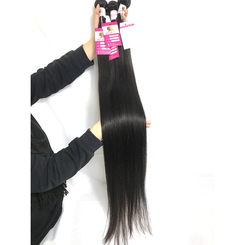100% Virgin Brazilian Hair Straight bundles with Top Lace Closure