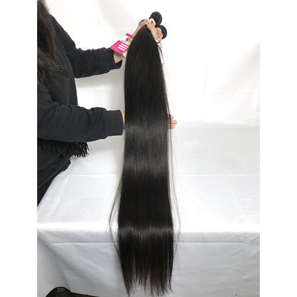 100% Virgin Brazilian Hair Straight 4Bundles with Ear to ear Lace Frontal