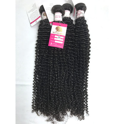 100% Virgin Brazilian Hair Kinky Curly 4bundles with Top Lace Closure
