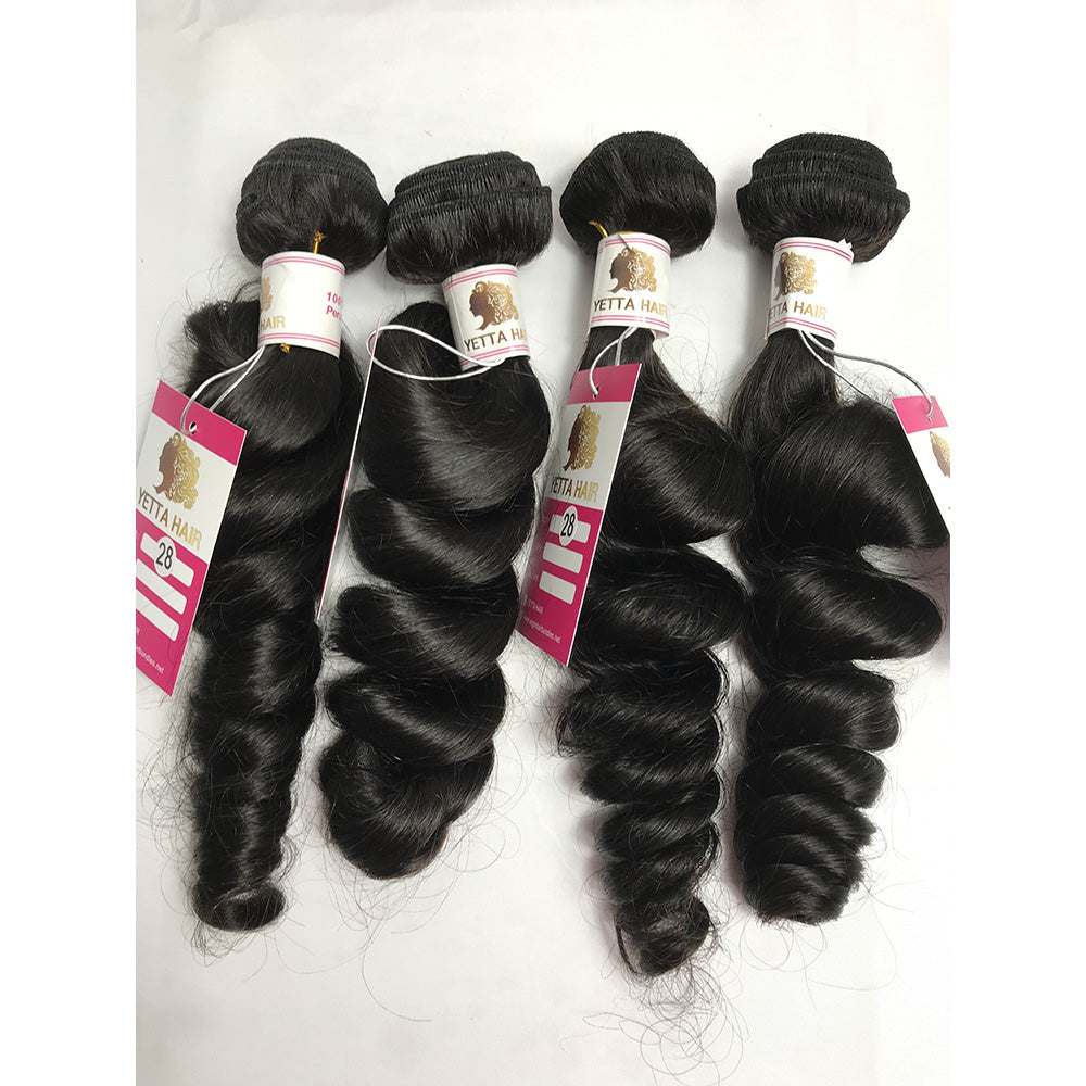 100% Virgin Brazilian Hair Loose Wave 4bundles with Top Lace Closure