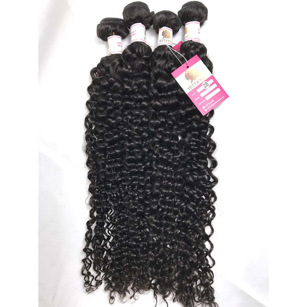 100% Virgin Brazilian Hair Natural Curly 4bundles with Top Lace Closure