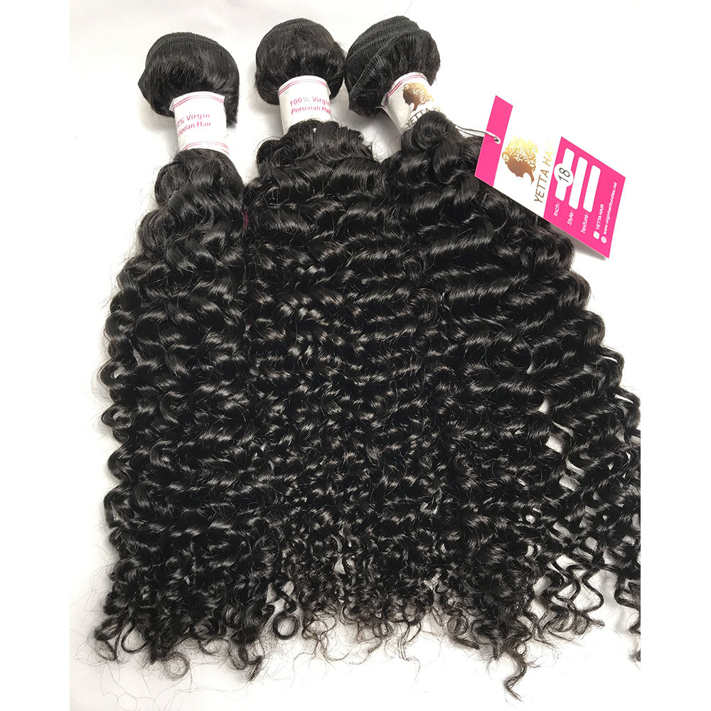 100% Virgin Brazilian Hair Natural Curly bundles with Top Lace Closure