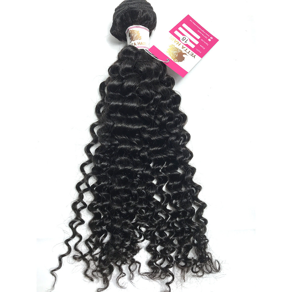 100% Virgin Brazilian Hair Natural Curly bundles with Top Lace Closure