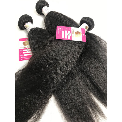 100% Virgin Brazilian Hair Kinky Straight bundles with Top Lace Closure
