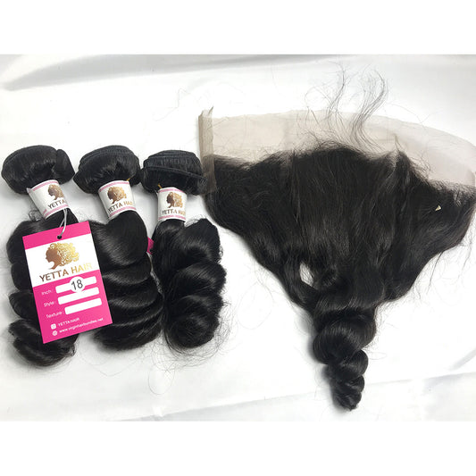 100% Virgin Brazilian Hair Loose Wave bundles with Top Lace Closure