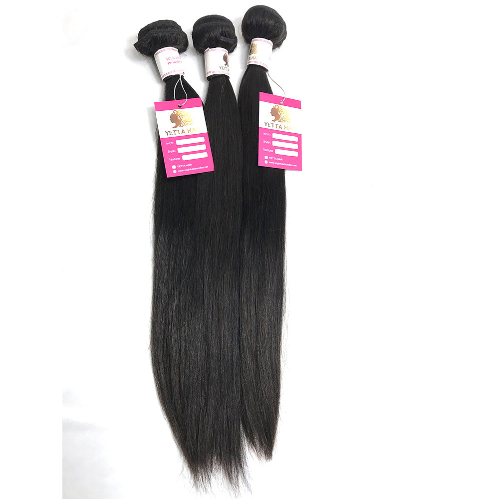 100% Virgin Brazilian Hair Straight bundles with Top Lace Closure