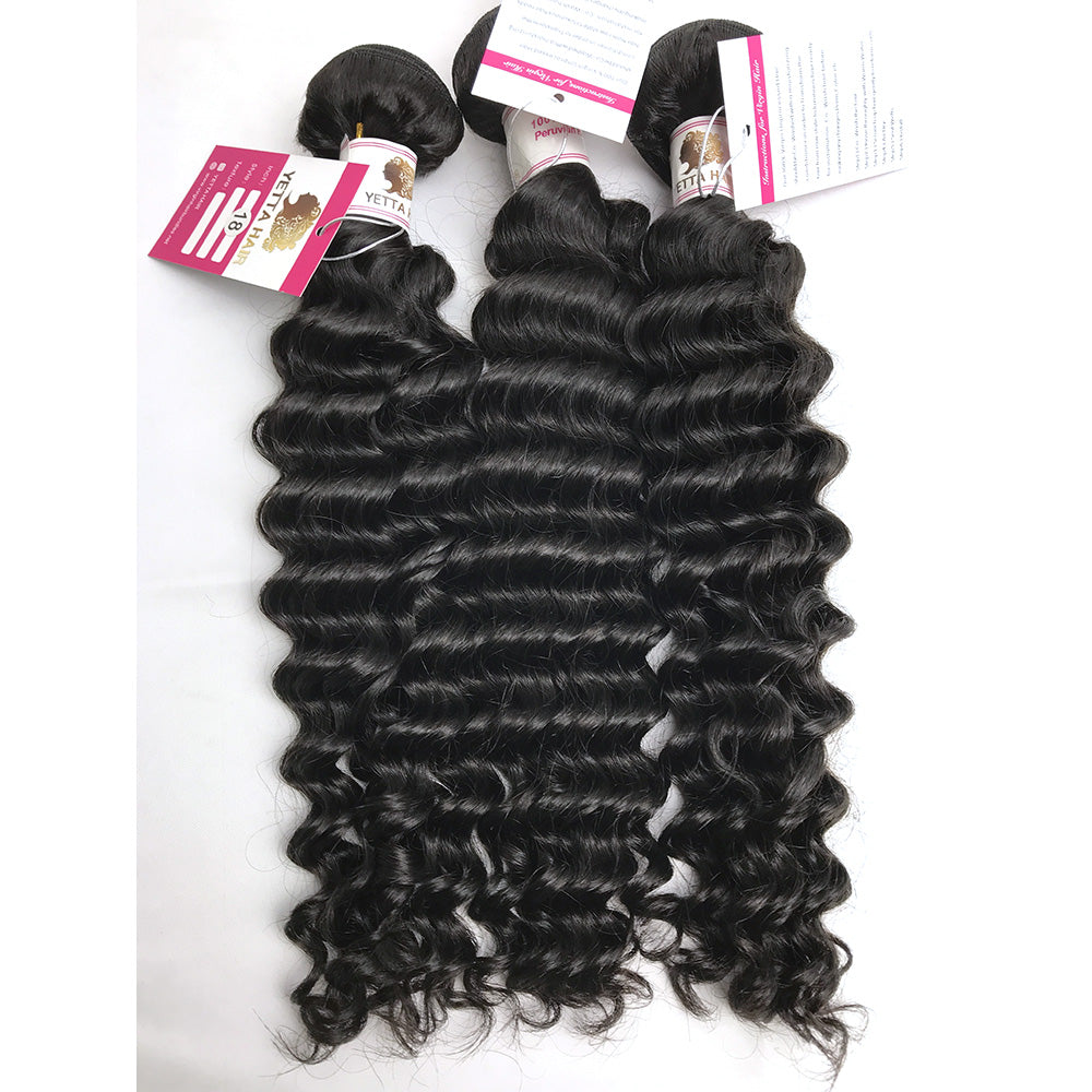 100% Virgin Brazilian Hair Deep wave bundles with Top Lace Closure