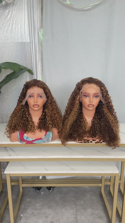 200% Density 13x4 Lace Frontal Bob Wig SDD Pissy Curly Transparent Lace