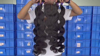 100% Virgin Brazilian Hair Body wave 4bundles with Top Lace Closure