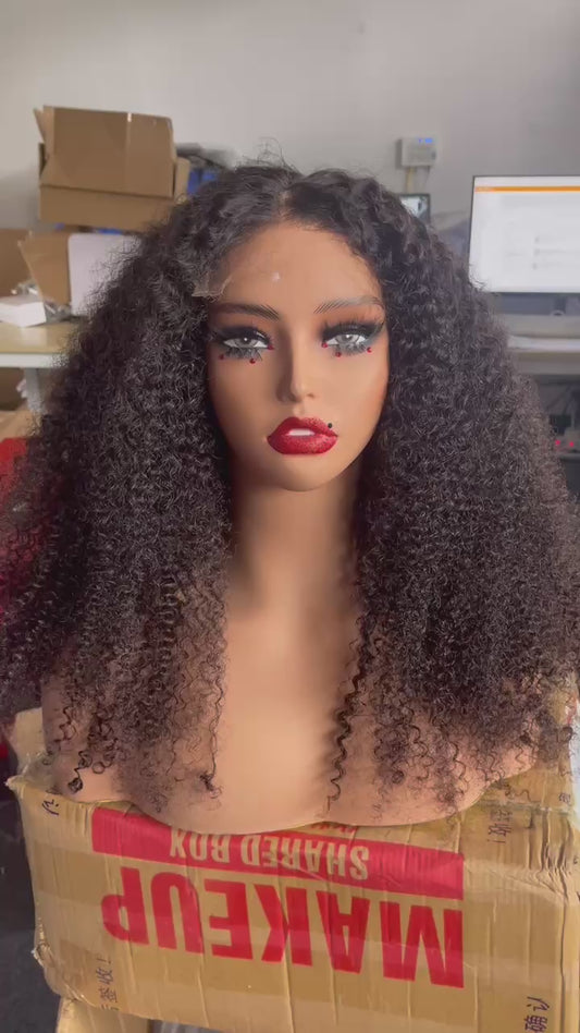 5x5 Lace Closure Wig Afro Curly 100% Brazilian Virgin Hair