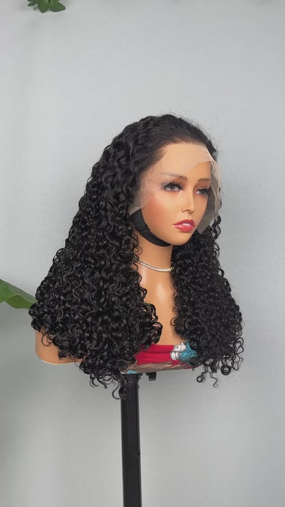 200% Density 13x4 Lace Frontal Bob Wig SDD Pissy Curly Transparent Lace