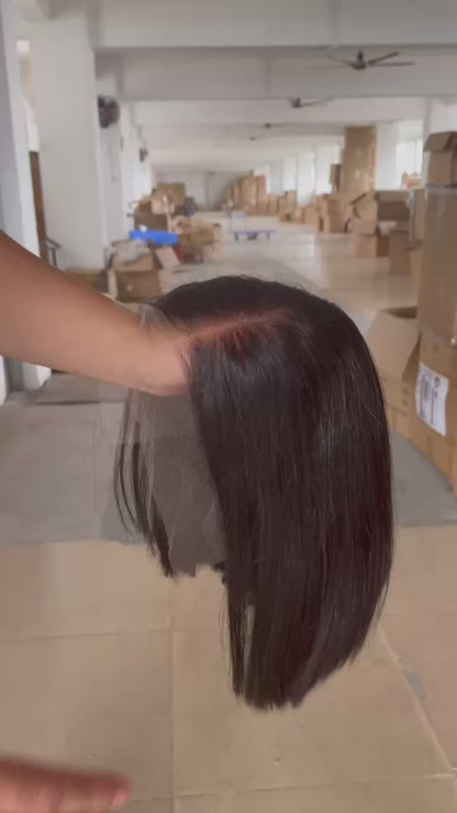 200% Density 13x4 HD Lace Frontal Bob Wig Vietnamese Raw Hair SDD Straight Bleached Knots