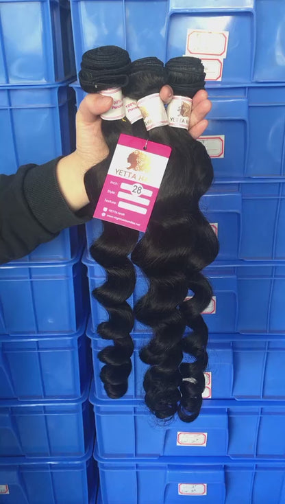 100% Virgin Brazilian Hair Loose Wave 4bundles with Top Lace Closure